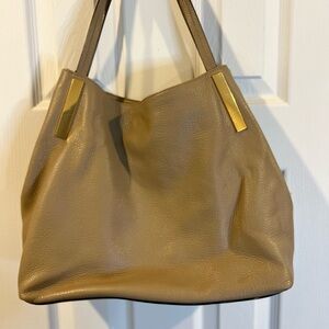 Elegant Taupe Leather Tote Bag
